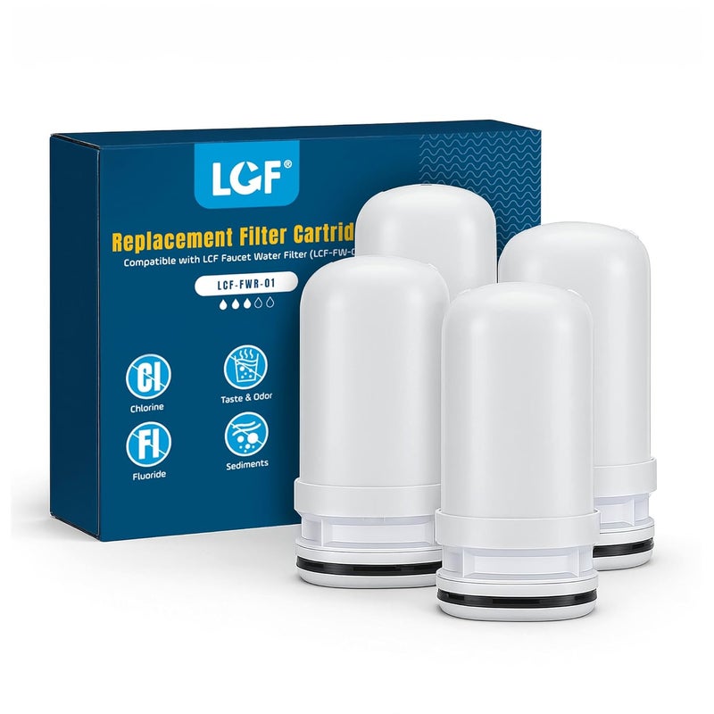 LCF ACF Replacement Filters for Faucet Mount Filter, Advanced Activated Carbon Fiber(ACF), Reduce Chlorine (Taste and Odor), Lead, Last Up to 6 Months (4 Pack) - Image 1